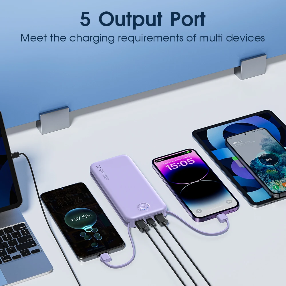 Portable Charger for iPhone Built in Cables and Wall Plug - Image 3