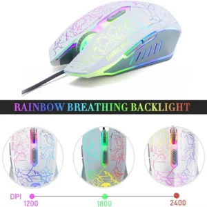 5-IN-1 Wired Rainbow Backlit Keyboard, Mouse, Headphone with Mic, Gaming Mice and Pad, Speaker - Thumbnail Image 3