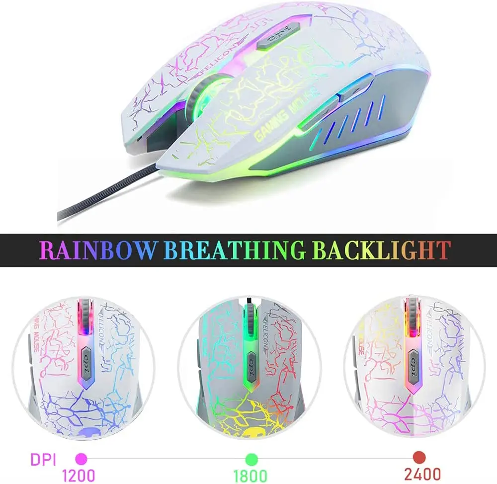 5-IN-1 Wired Rainbow Backlit Keyboard, Mouse, Headphone with Mic, Gaming Mice and Pad, Speaker - Image 3