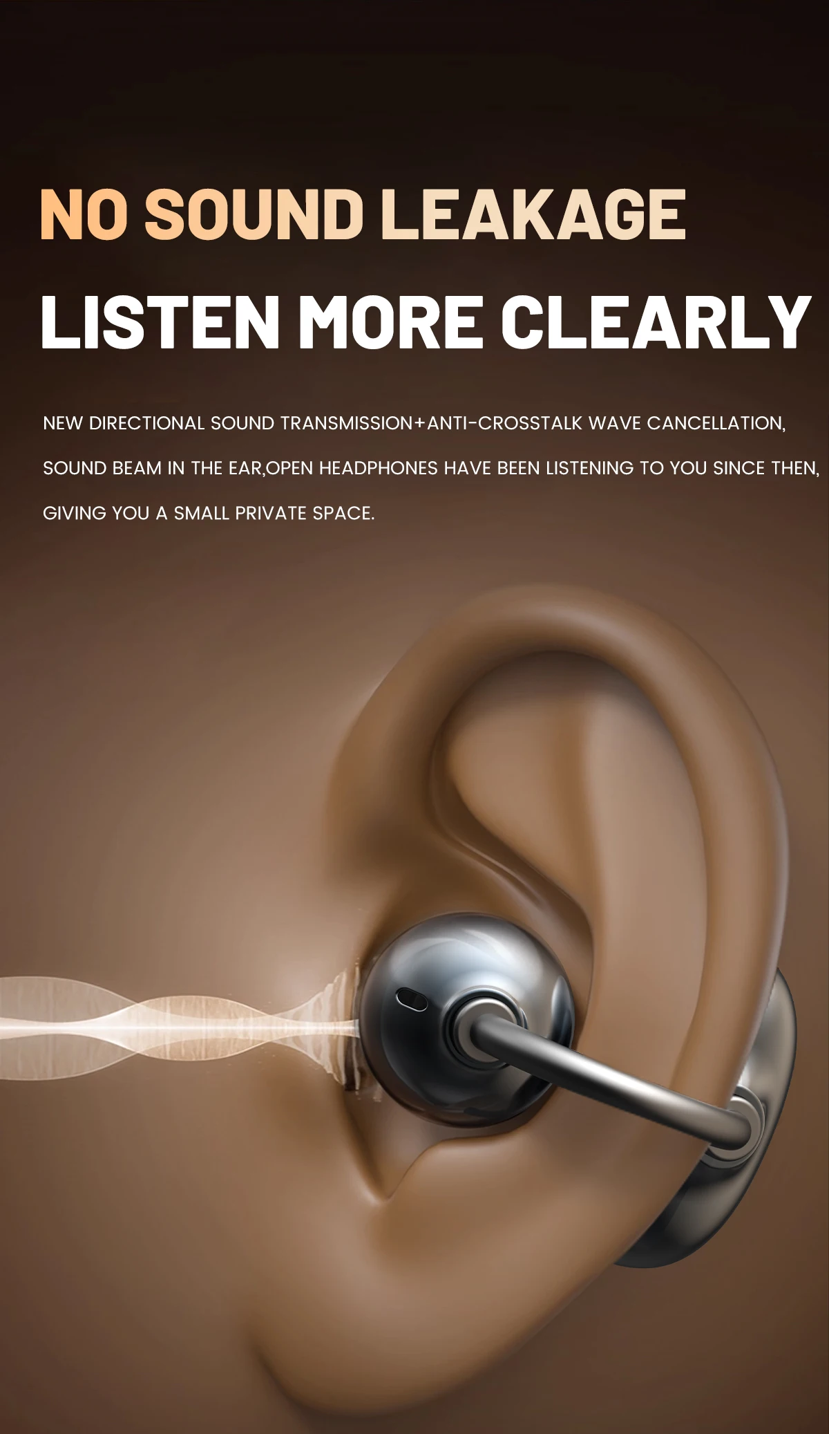 Open Ear Clip Headphones, Bluetooth 6.0, Built-in Microphone And Ear Hook, - Image 4