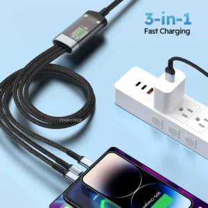 2PCS 3-IN-1 Fast Charging USB Cable With Type-C, Micro USB And IP Ports - Thumbnail Image 2