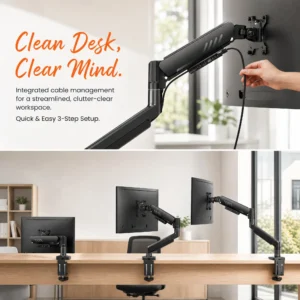 Single Monitor Arm 13-34 Inch, Adjustable Gas Spring Arm, - Thumbnail Image 4