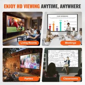 Portable Projector Screen w/ Stand 150in 16:9 4K 1080 HD - Thumbnail Image 5