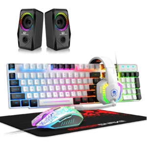 5-IN-1 Wired Rainbow Backlit Keyboard, Mouse, Headphone with Mic, Gaming Mice and Pad, Speaker - Thumbnail Image 5