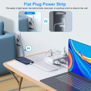US Plug AC Outlet Multiprise Power Strip Braided Extension Cord - Thumbnail Image 4