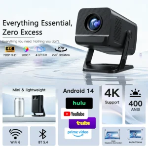 Smart Projector with Android 14.0 & WiFi 6, 4K Support - Thumbnail Image 2