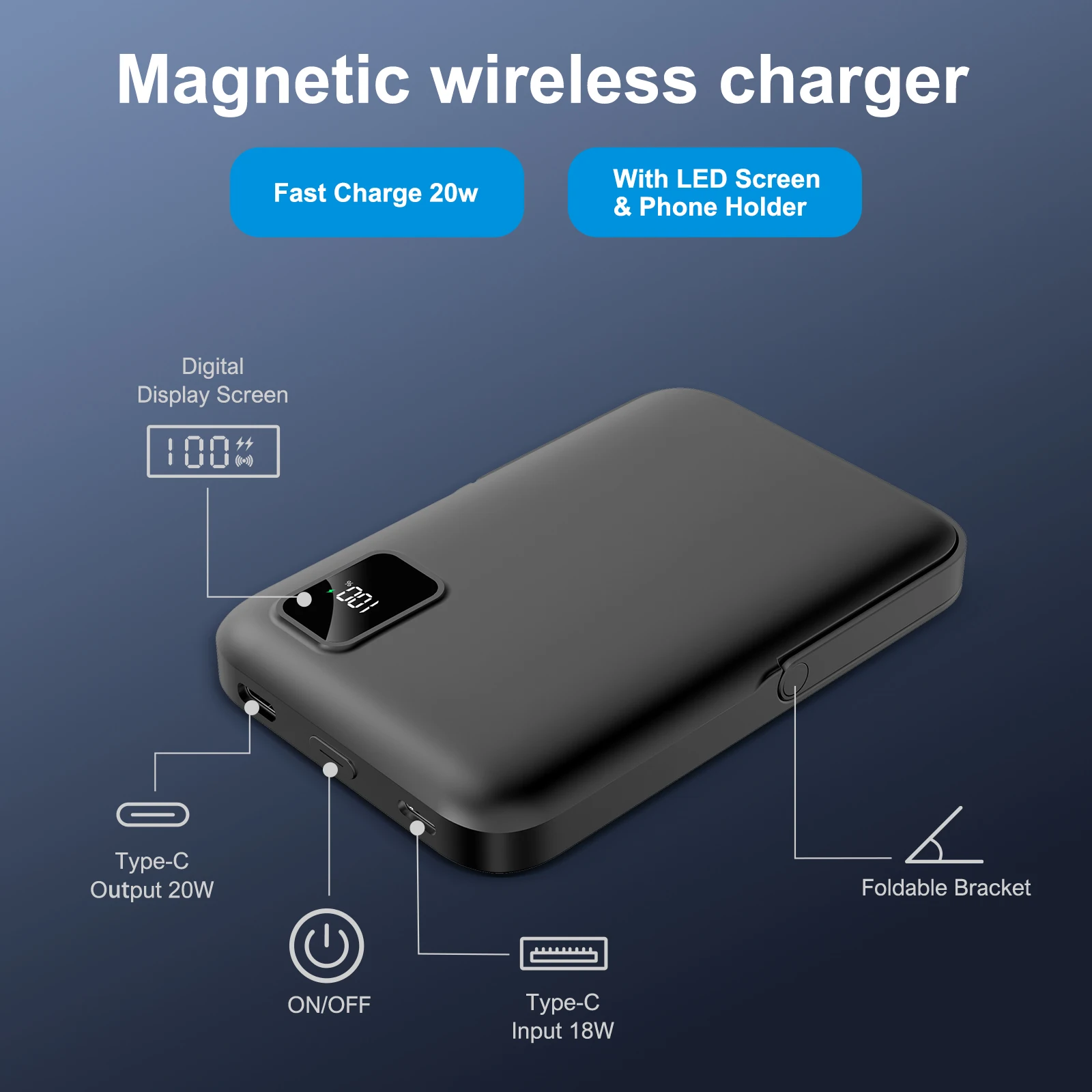 Magnetic Power Bank 10000mAh Wireless Charger for iPhone 15/14/13/12 Series - Image 5