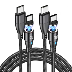 2-Pack Magnetic Charging Cable Type C Charger 60W Fast Charging USB C to USB C Cable for iPhone Macbook Samsung Xiaomi - Thumbnail Image 4