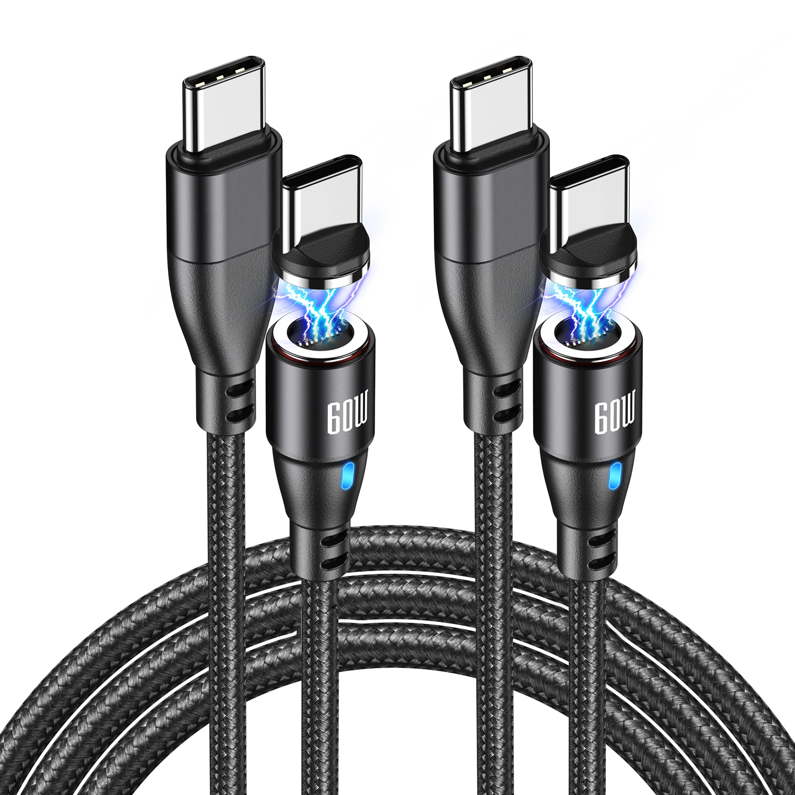 2-Pack Magnetic Charging Cable Type C Charger 60W Fast Charging USB C to USB C Cable for iPhone Macbook Samsung Xiaomi - Image 4
