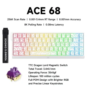 ACE 68 Wired Magnetic Switch Gaming Keyboard Hall Effect Rapid Trigger Programmable RGB 8K Hz DKS/MT/TGL/RS/SOCD Keyboard