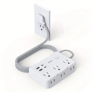 US Plug AC Outlet Multiprise Power Strip Braided Extension Cord