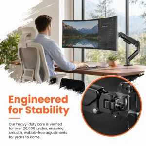 Single Monitor Arm 13-34 Inch, Adjustable Gas Spring Arm, - Thumbnail Image 3