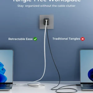 USB C to USB C Cable 240W Retractable USB C Fast Charging Cable - Thumbnail Image 4