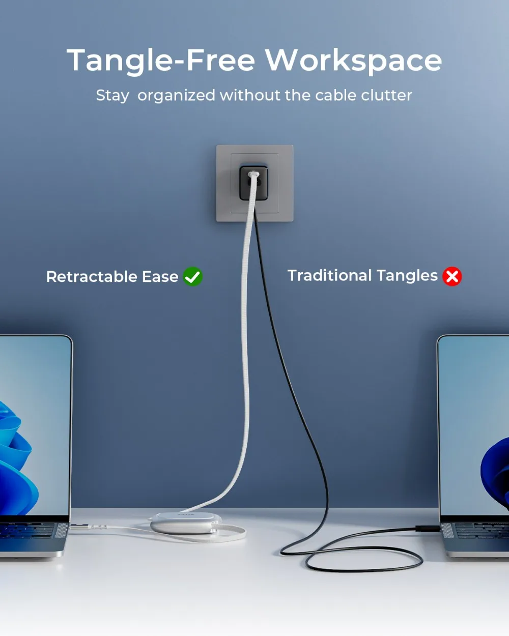 USB C to USB C Cable 240W Retractable USB C Fast Charging Cable - Image 4