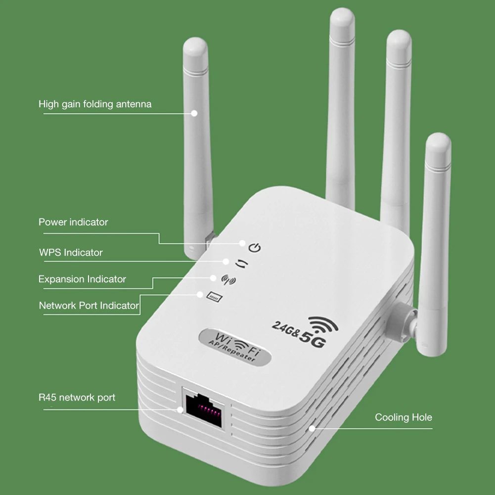 Dual-Band 2.4G 5G WiFi Repeater Signal Booster WiFi Extender 802.11bgn Gigabit Router with WPS EU/US Plug Type WiFi Amplifier - Image 6
