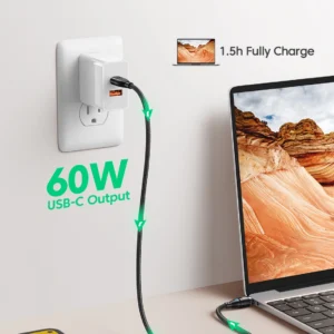 2-Pack Magnetic Charging Cable Type C Charger 60W Fast Charging USB C to USB C Cable for iPhone Macbook Samsung Xiaomi - Thumbnail Image 2