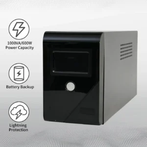1000VA/600W 120V UPS Power Supply Battery Standby Power with 3 Outlets and LCD Display Surge Protector for Home and Office