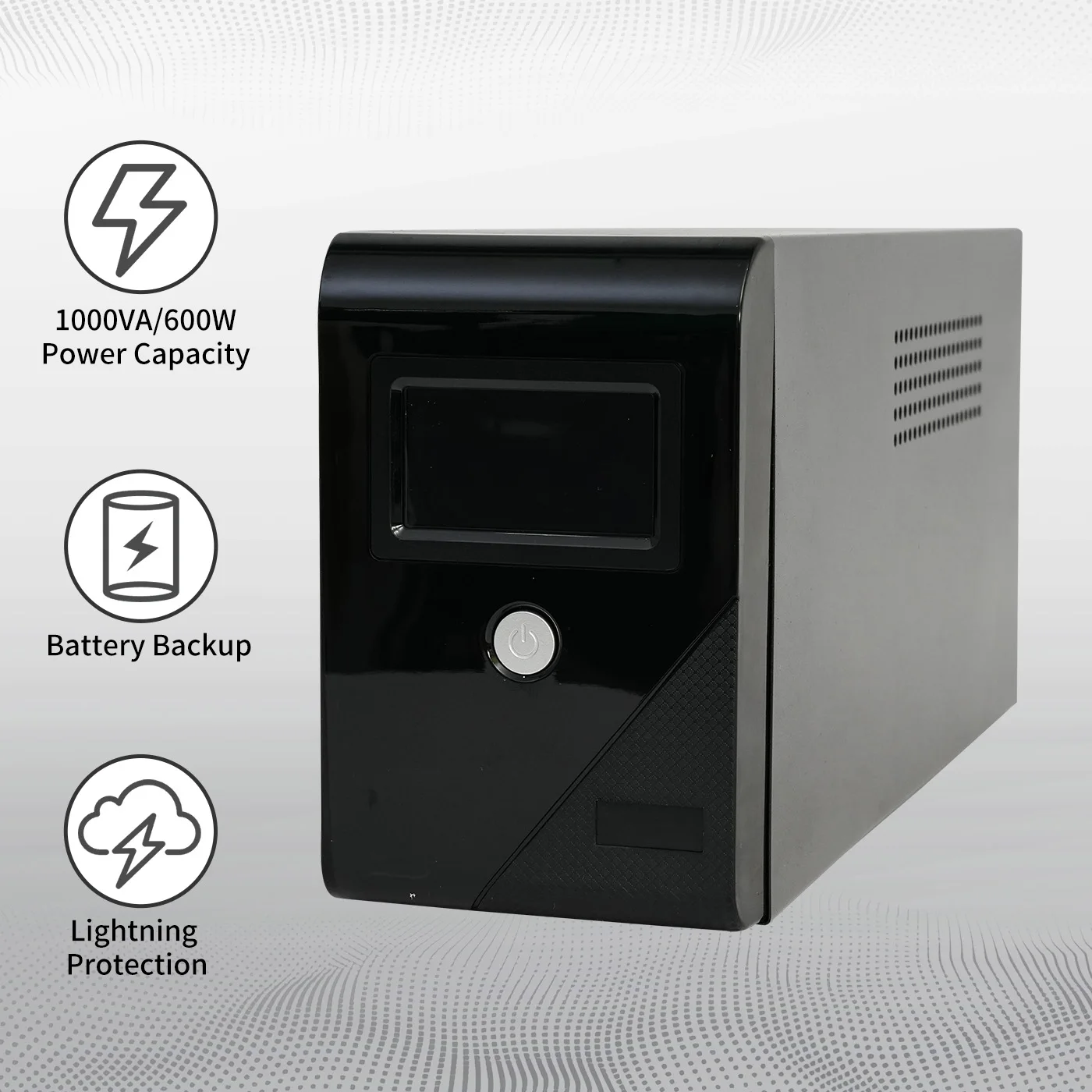 1000VA/600W 120V UPS Power Supply Battery Standby Power with 3 Outlets and LCD Display Surge Protector for Home and Office - Image 1