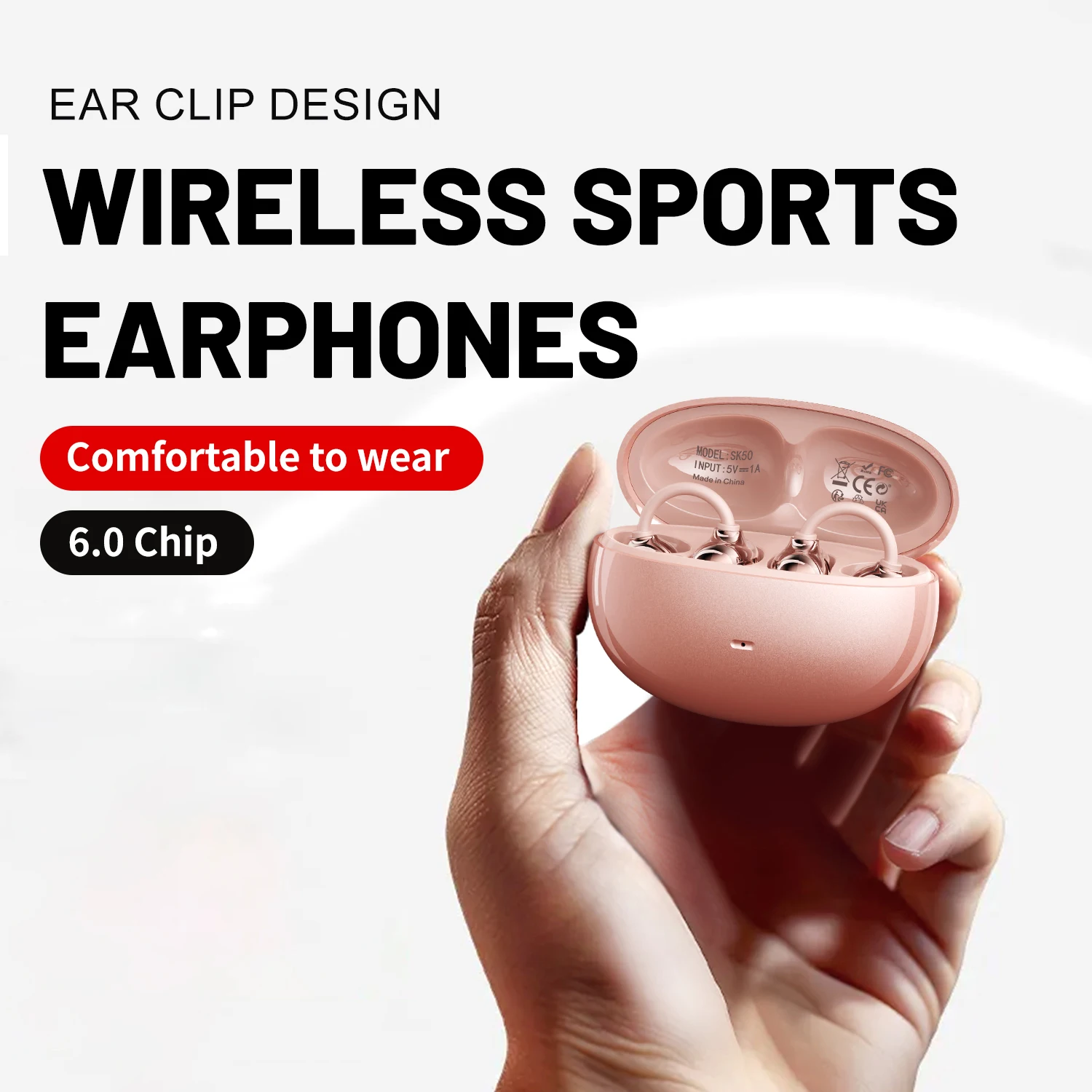Open Ear Clip Headphones, Bluetooth 6.0, Built-in Microphone And Ear Hook, - Image 2