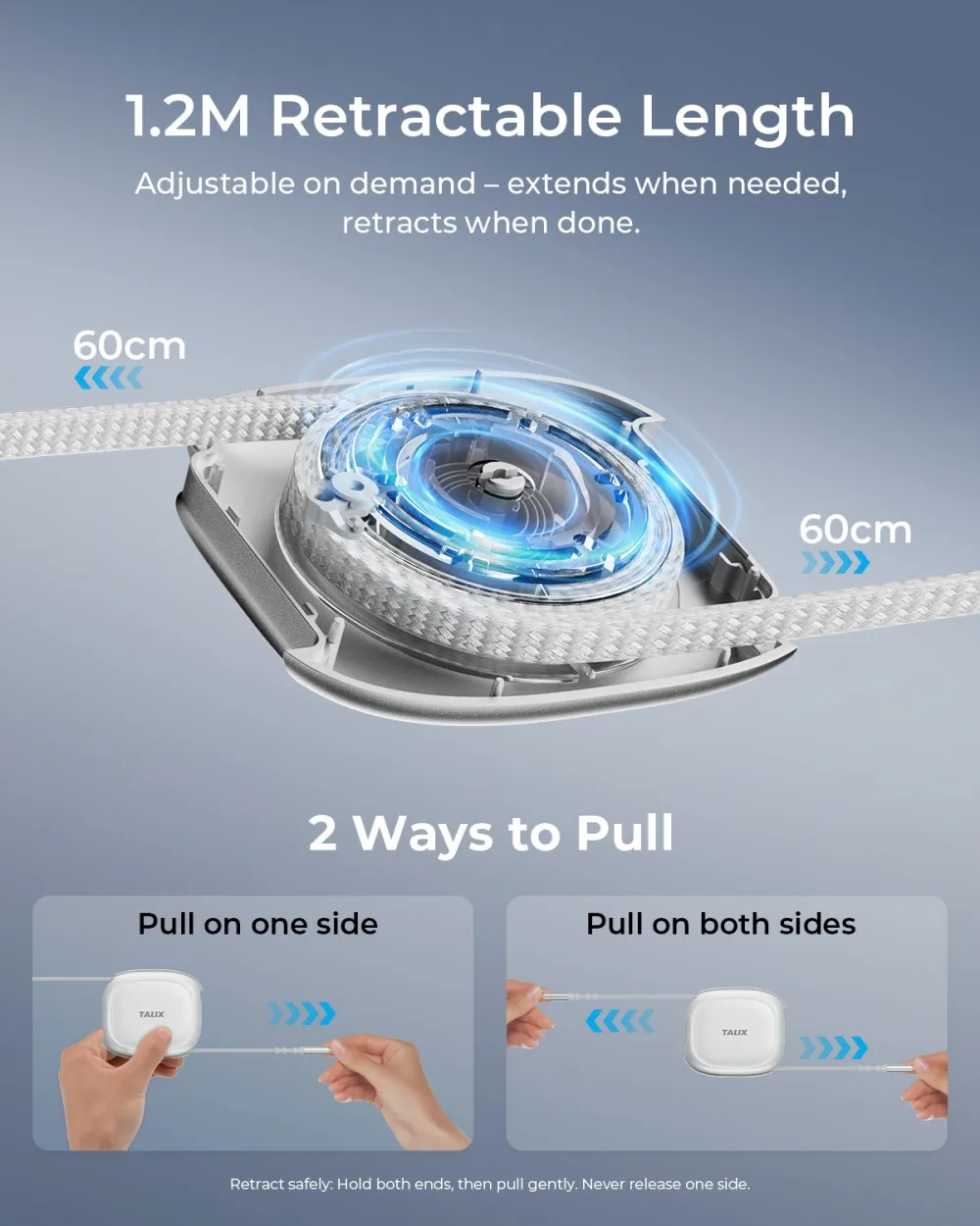 USB C to USB C Cable 240W Retractable USB C Fast Charging Cable - Image 2